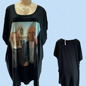 Freshly Painted +6 American Gothic Pitchfork 1930 Painting Short Sleeve T-Shirt